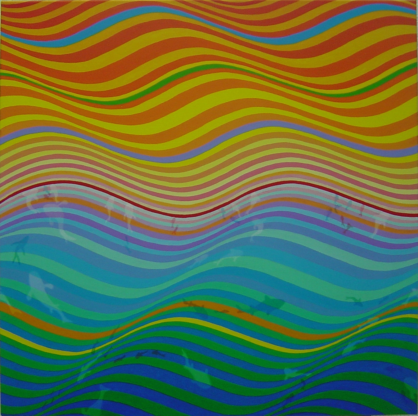 “La línea roja”. 70x70 cm. Óleo/Tela. 2007.